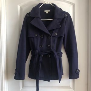Dressbarn Belted Coat Size Medium Dark Blue